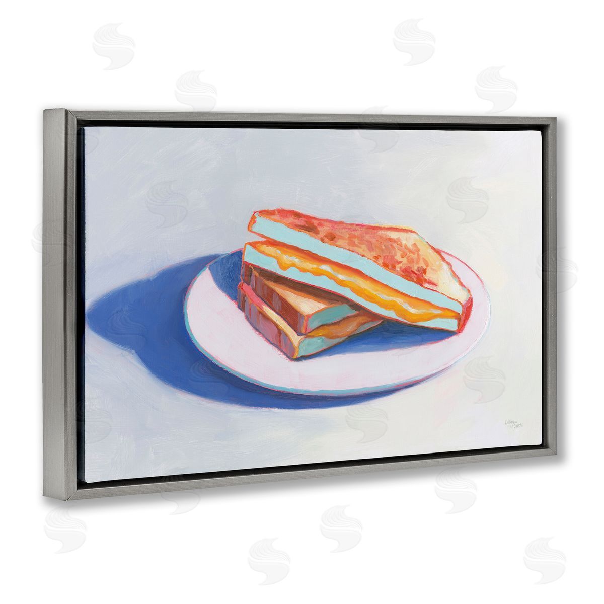 Wellington Studio Grilled Cheese Meal Gray Floating Frame Canvas Wall Art Print