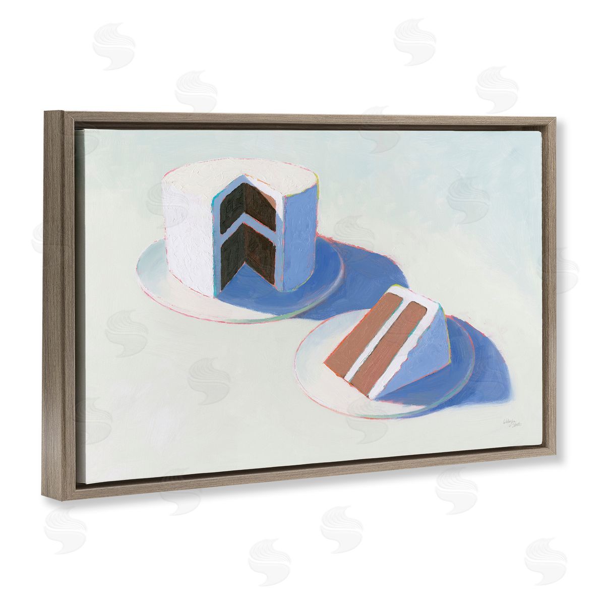 Wellington Studio Layer Cake Dessert Brown Floating Frame Canvas Wall Art Print