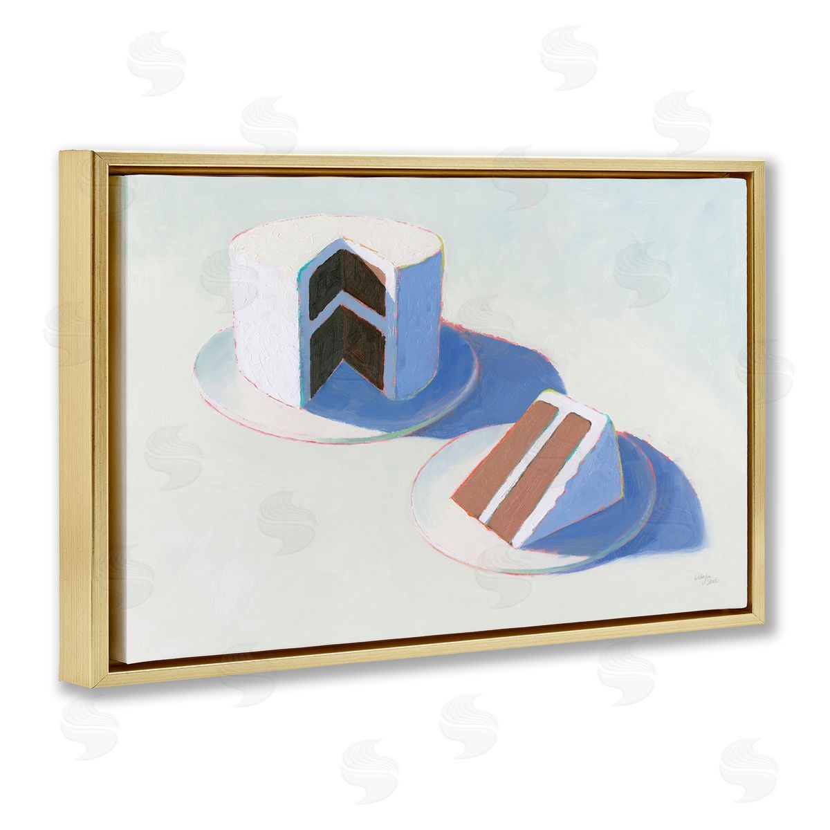 Wellington Studio Layer Cake Dessert Gold Floating Frame Canvas Wall Art Print