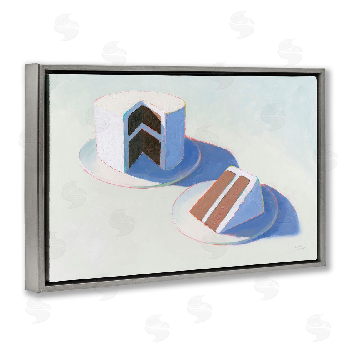 Wellington Studio Layer Cake Dessert Gray Floating Frame Canvas Wall Art Print