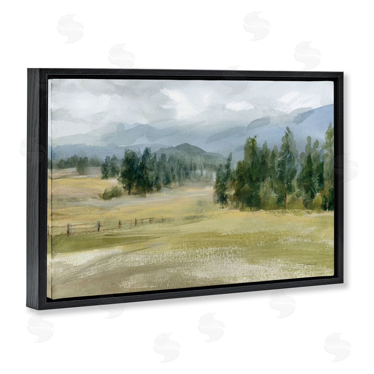 Danhui Nai Vast Valley Retreat Landscape Black Floating Frame Canvas Wall Art Print