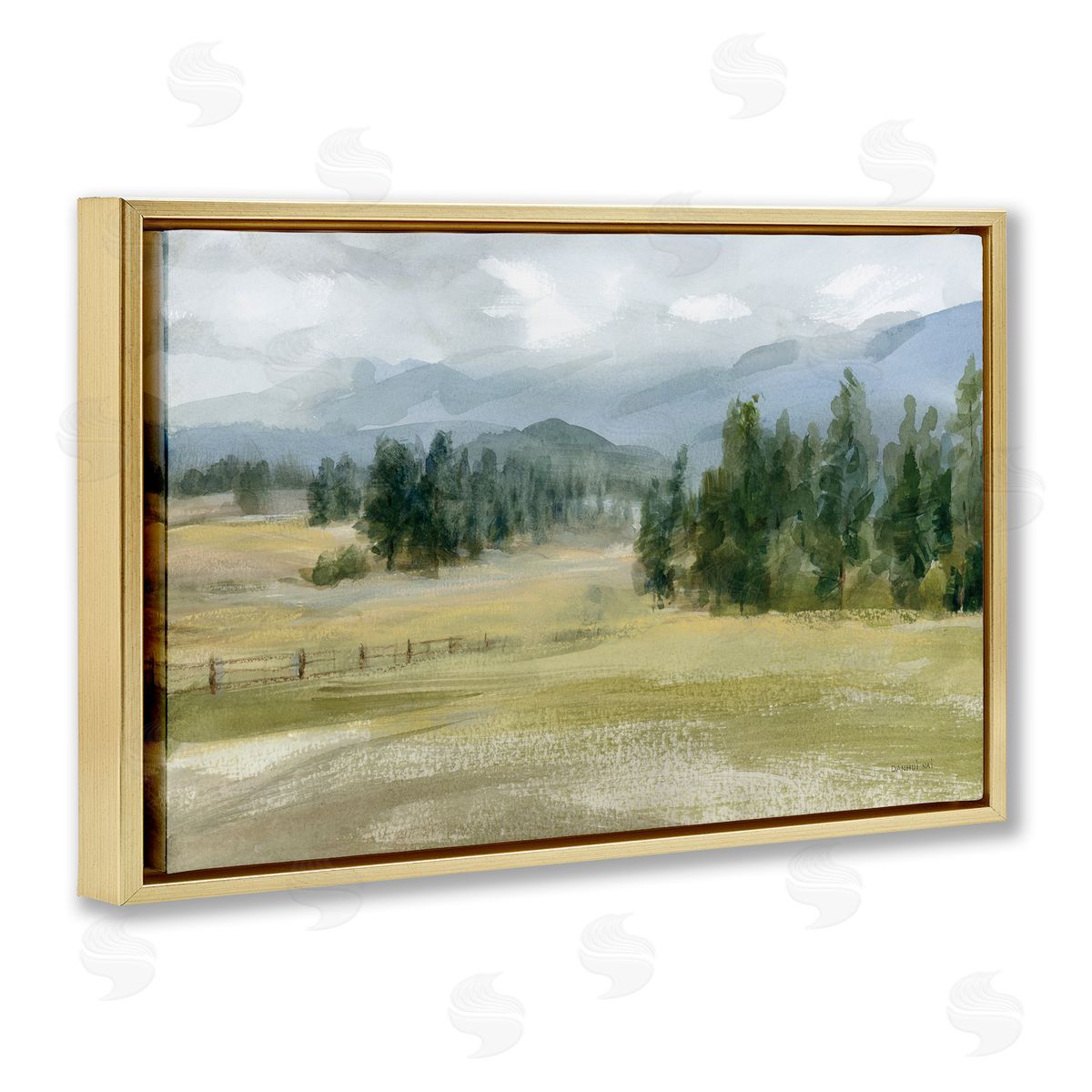 Danhui Nai Vast Valley Retreat Landscape Gold Floating Frame Canvas Wall Art Print