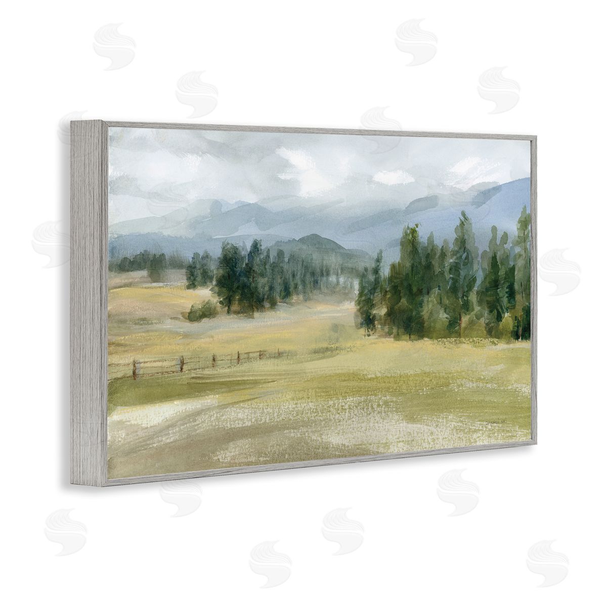 Danhui Nai Vast Valley Retreat Landscape Gray Framed Giclee Wall Art Print