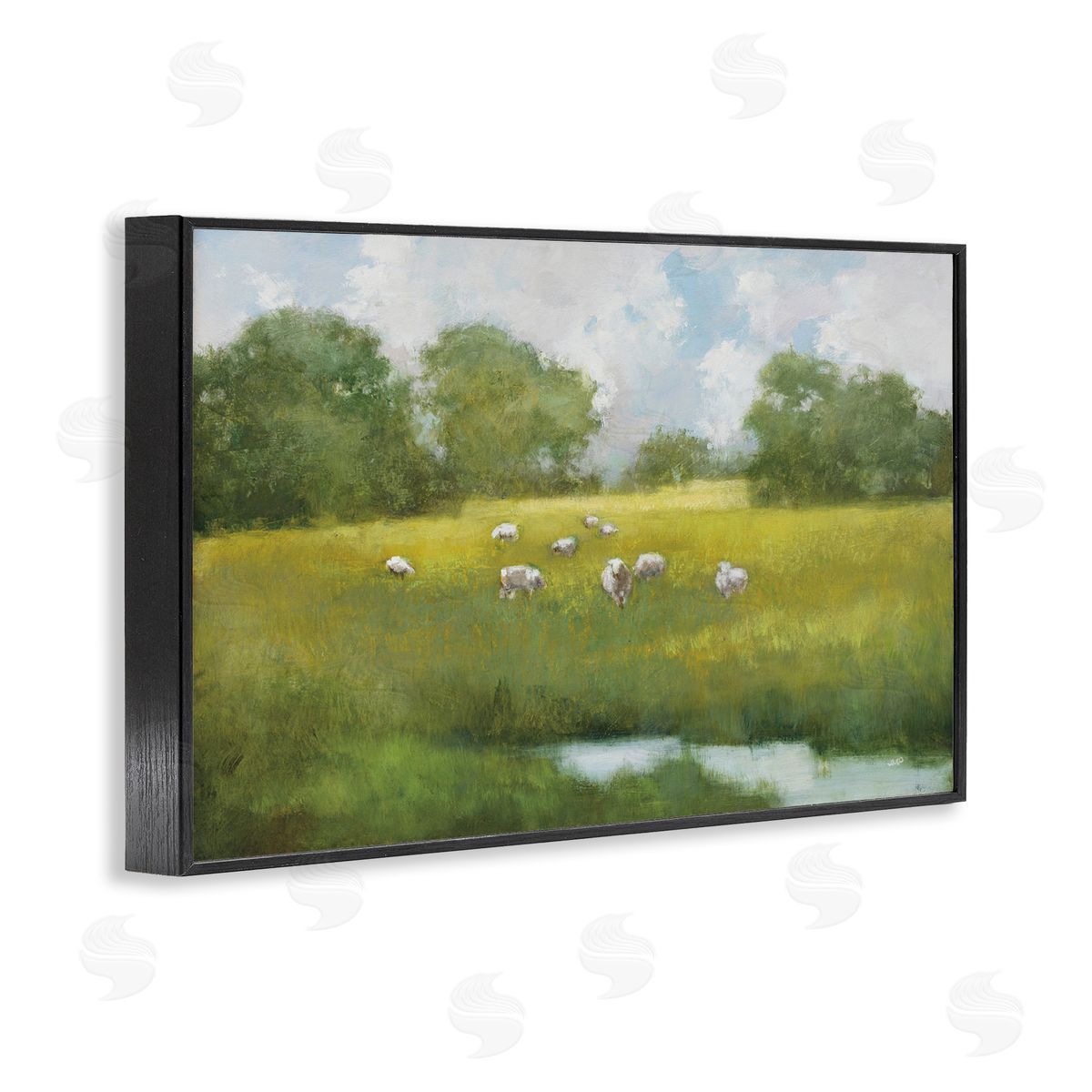 Julia Purinton Sun Grazing Sheep Black Framed Giclee Wall Art Print