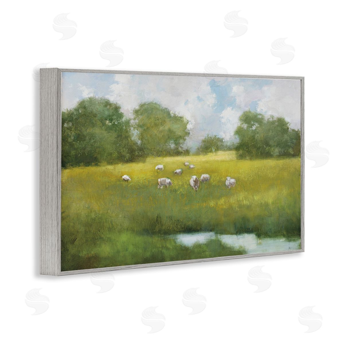 Julia Purinton Sun Grazing Sheep Gray Framed Giclee Wall Art Print