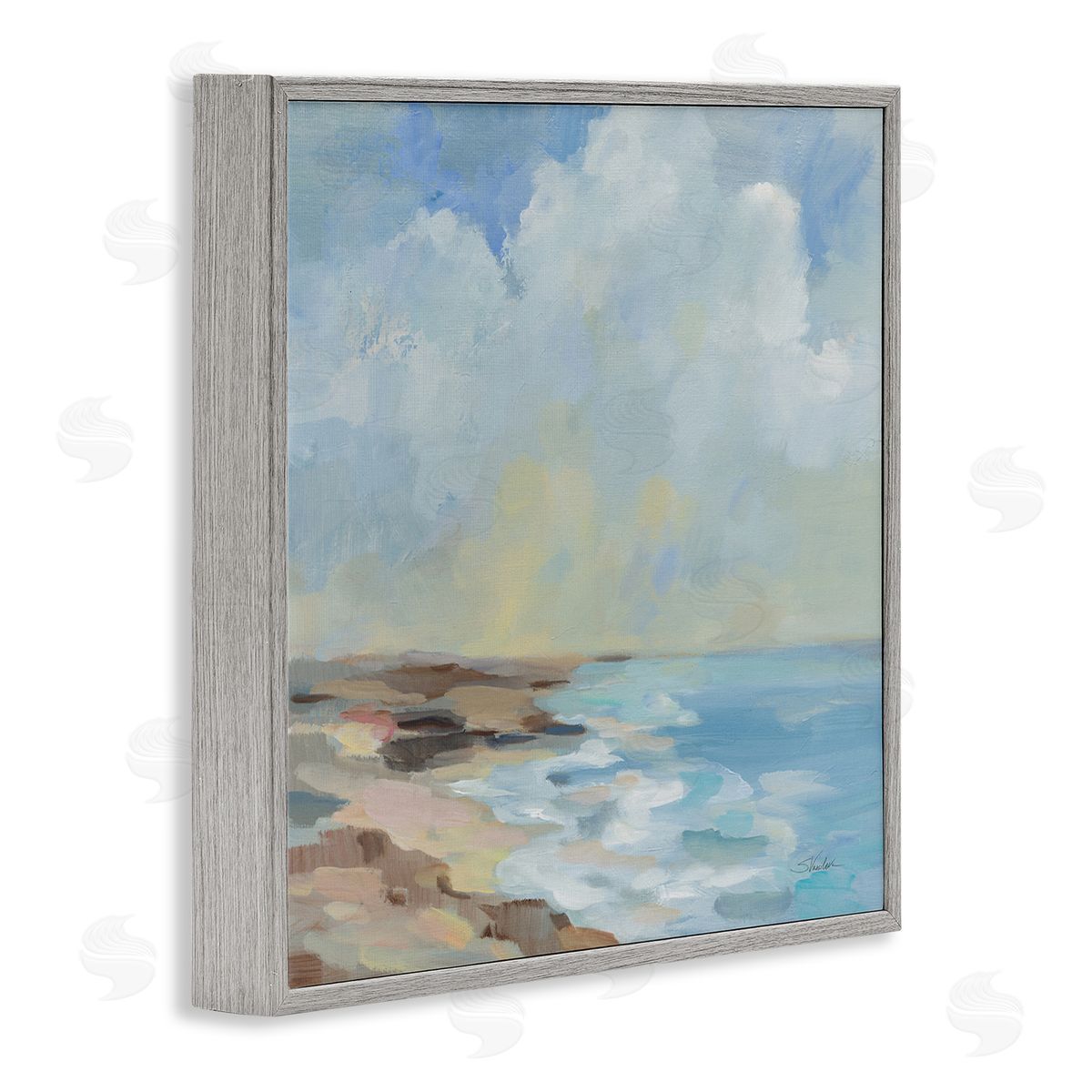 Silvia Vassileva By The Beach Shore Gray Framed Giclee Wall Art Print