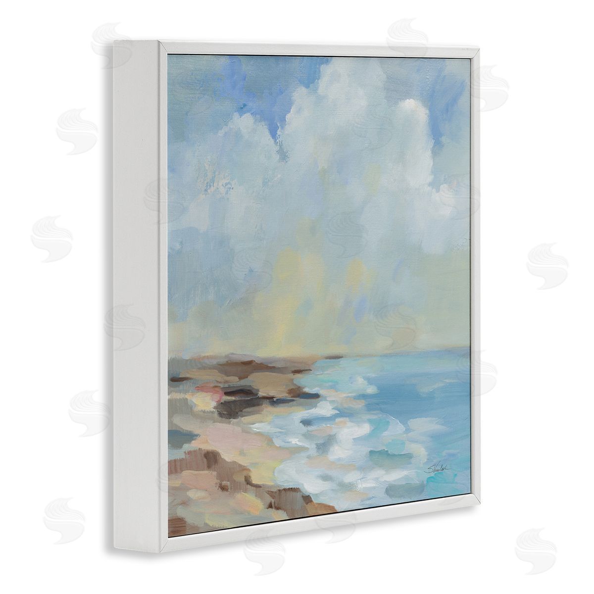 Silvia Vassileva By The Beach Shore White Framed Giclee Wall Art Print