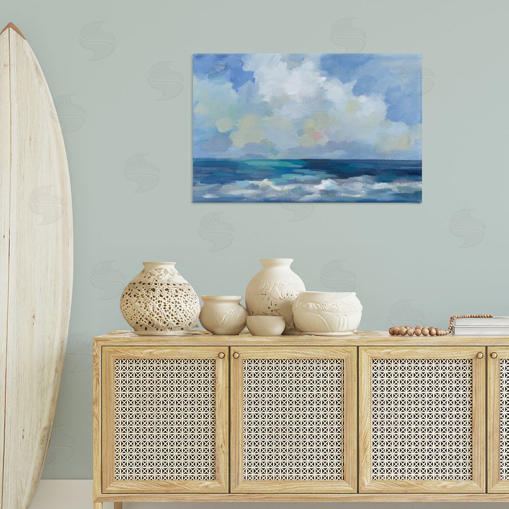 Silvia Vassileva Nautical Waves & Clouds Canvas Wall Art Print in Room