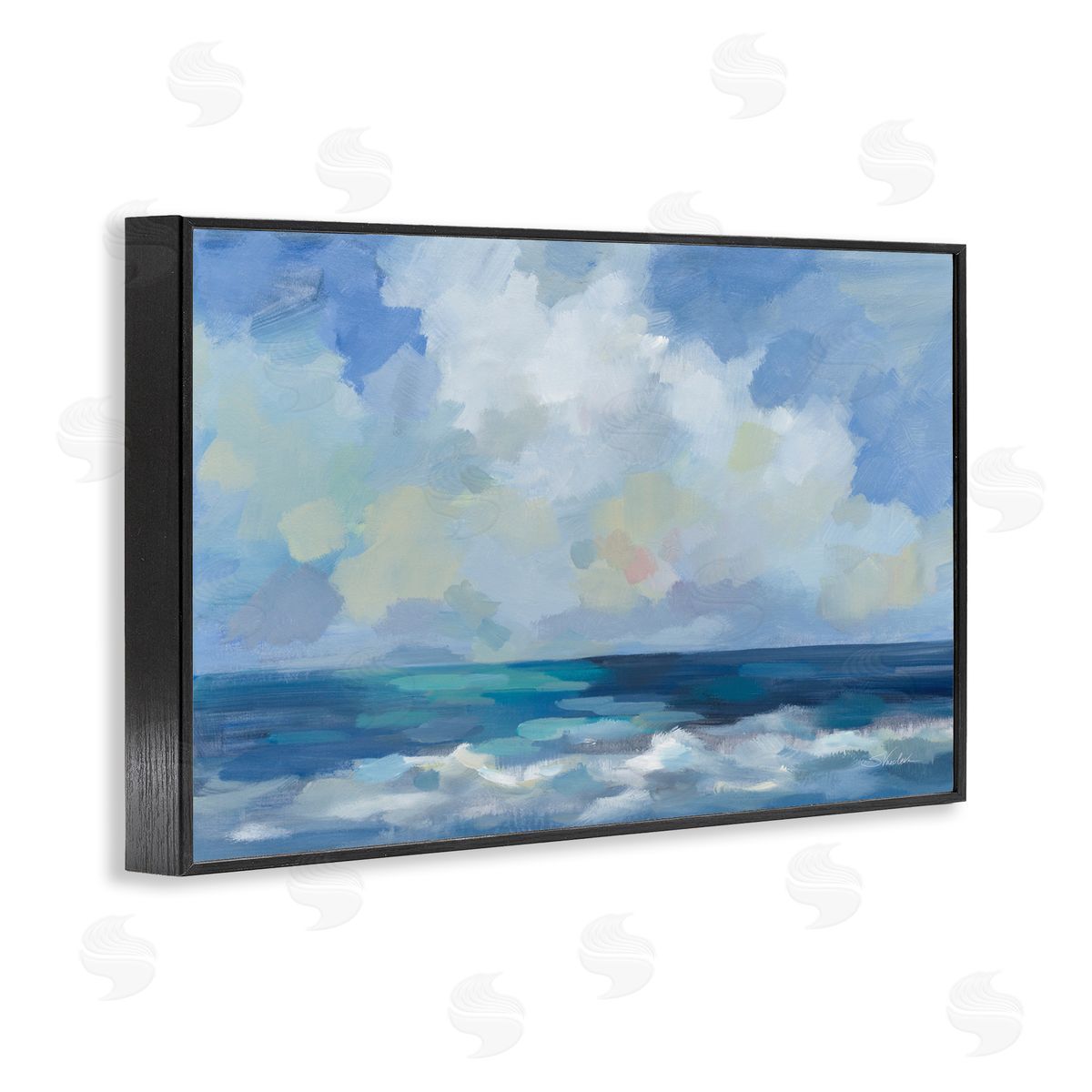 Silvia Vassileva Nautical Waves & Clouds Black Framed Giclee Wall Art Print