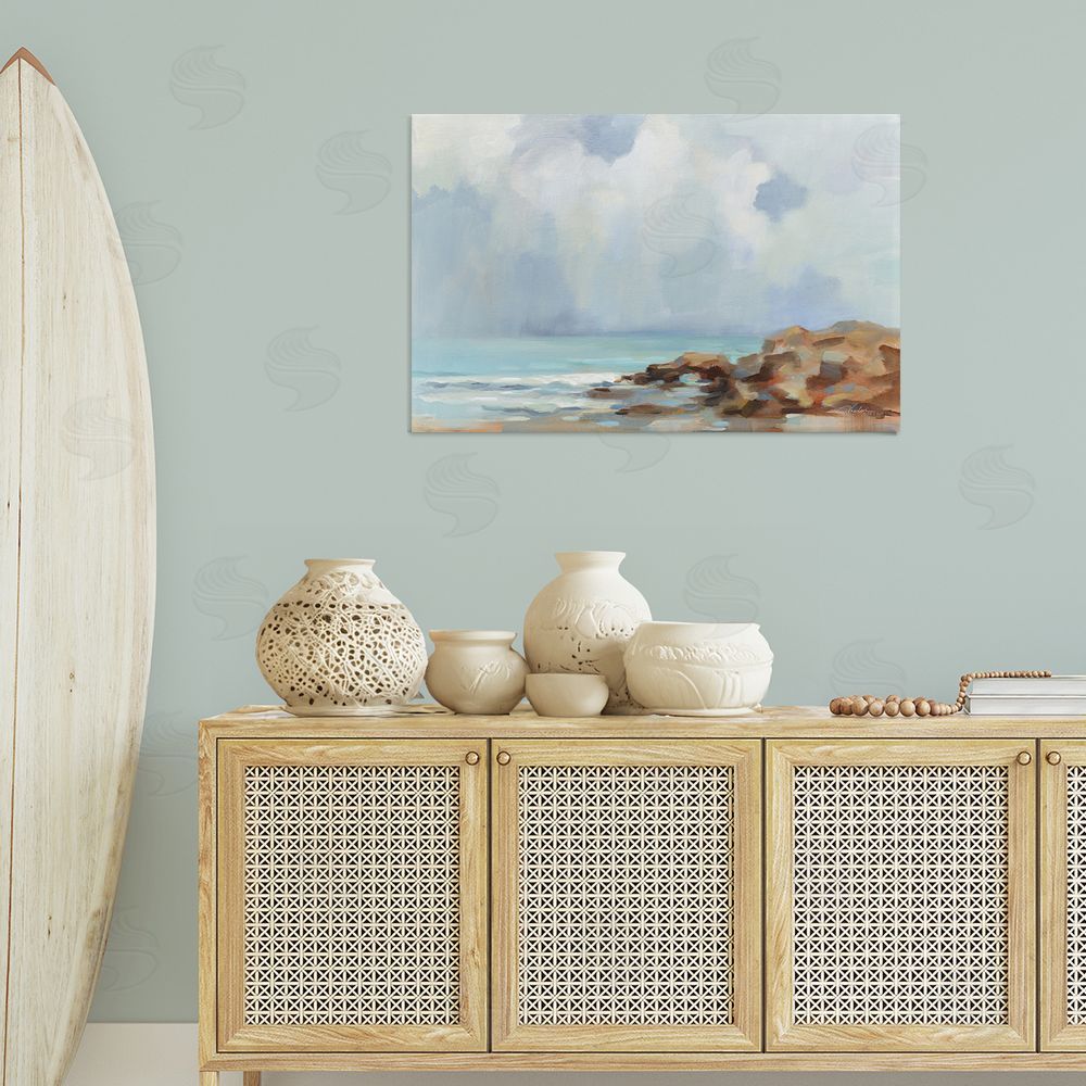 Silvia Vassileva Morning at Stone Beach Canvas Wall Art Print in Room