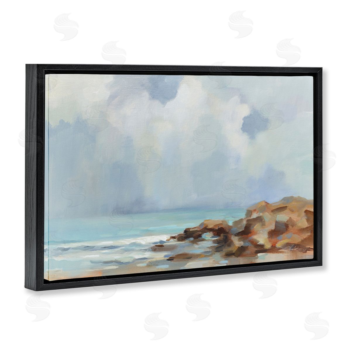 Silvia Vassileva Morning at Stone Beach Black Floating Frame Canvas Wall Art Print