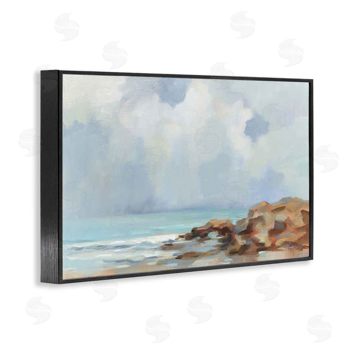 Silvia Vassileva Morning at Stone Beach Black Framed Giclee Wall Art Print