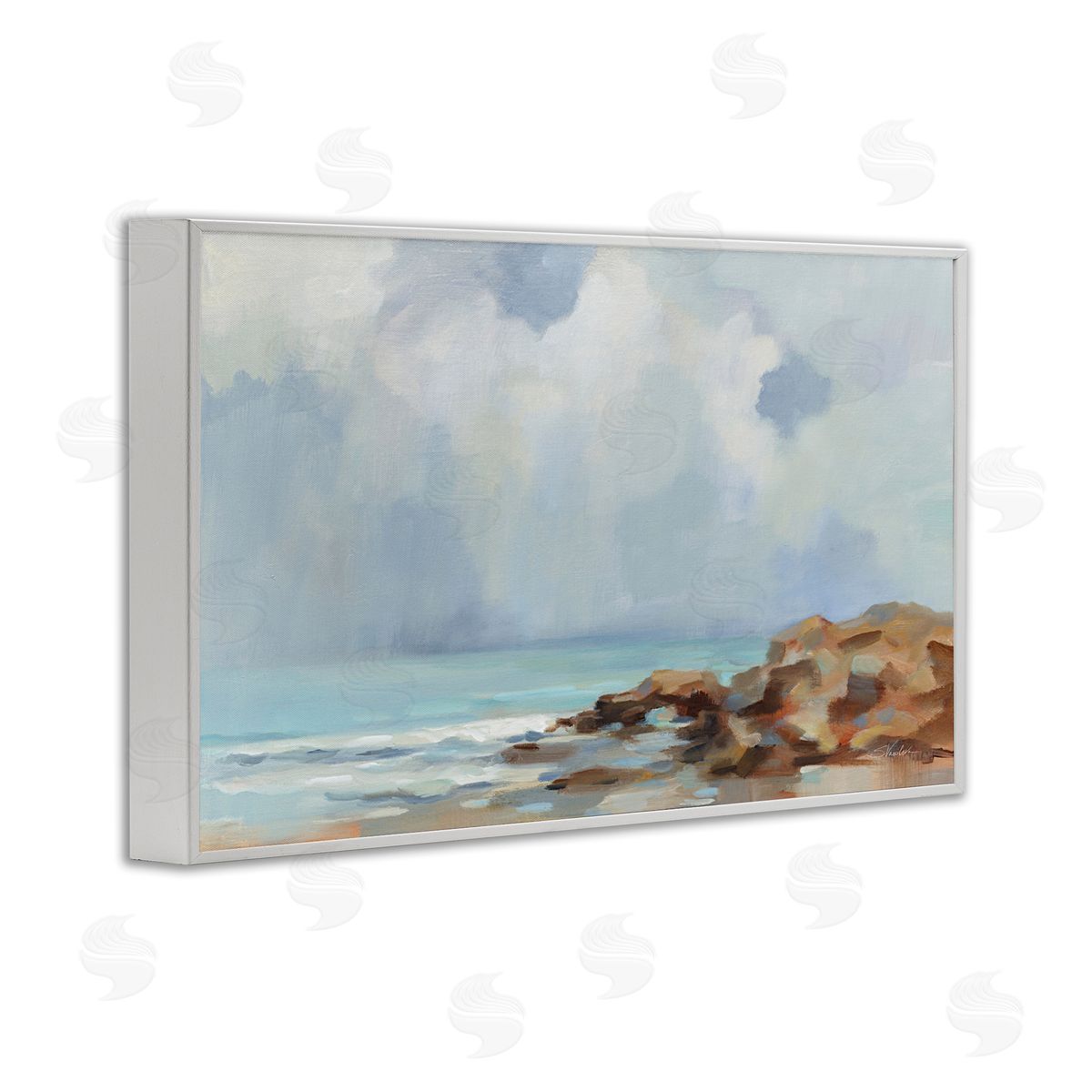 Silvia Vassileva Morning at Stone Beach White Framed Giclee Wall Art Print