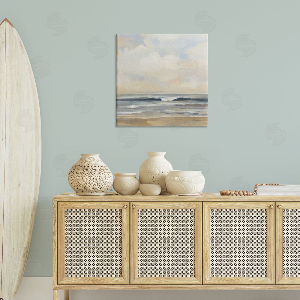 Silvia Vassileva Misty Haze Shoreline Canvas Wall Art Print in Room