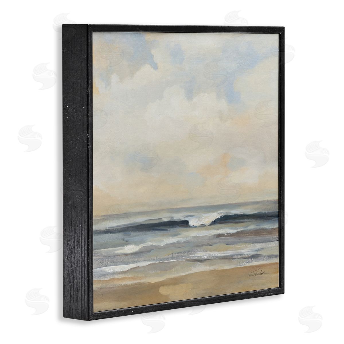 Silvia Vassileva Misty Haze Shoreline Black Framed Giclee Wall Art Print
