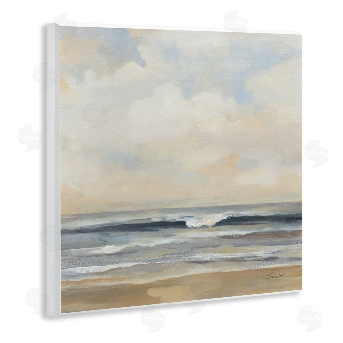Silvia Vassileva Misty Haze Shoreline Wooden Wall Plaque Art Print