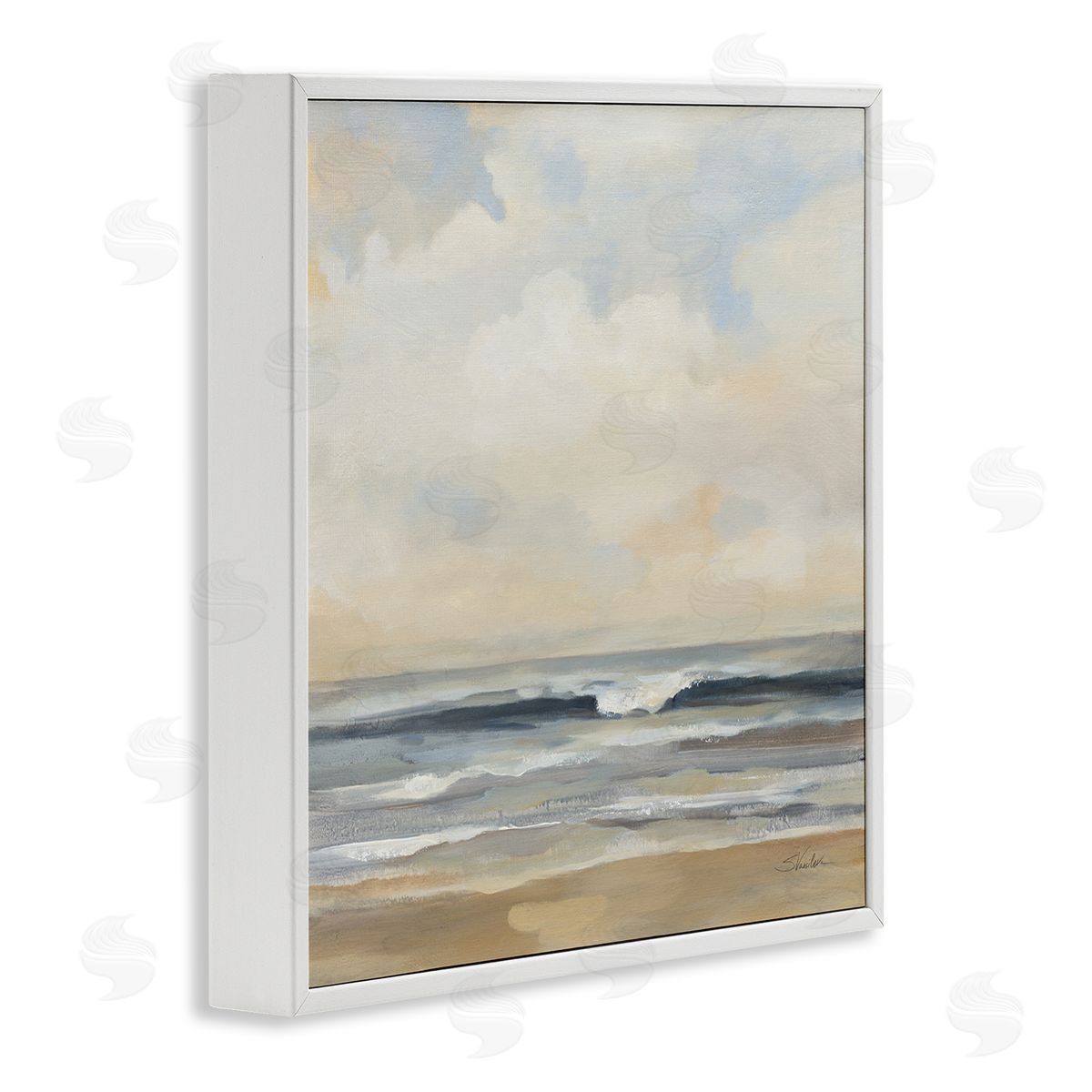 Silvia Vassileva Misty Haze Shoreline White Framed Giclee Wall Art Print