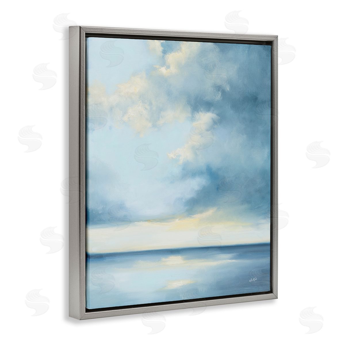 Julia Purinton Shimmering Sea Bright Gray Floating Frame Canvas Wall Art Print