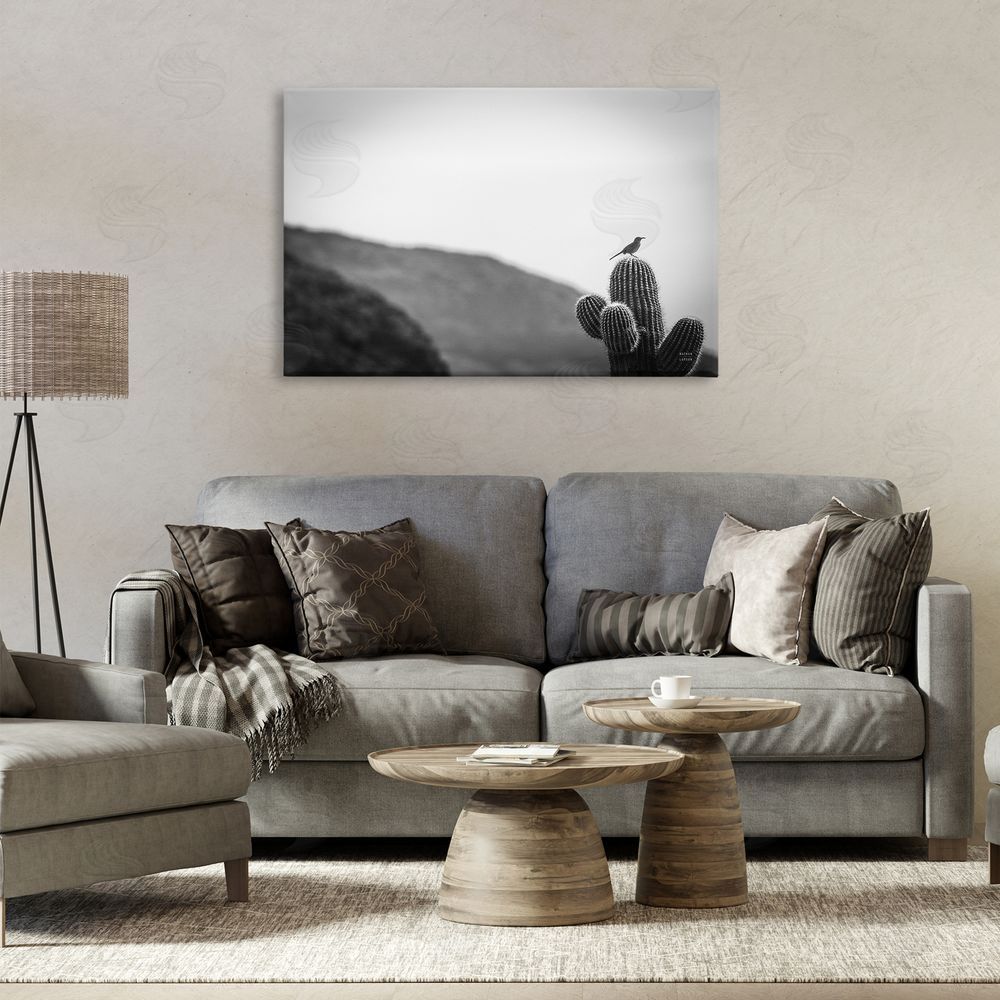 Nathan Larson On Guard Bird & Cactus Canvas Wall Art Print in Room