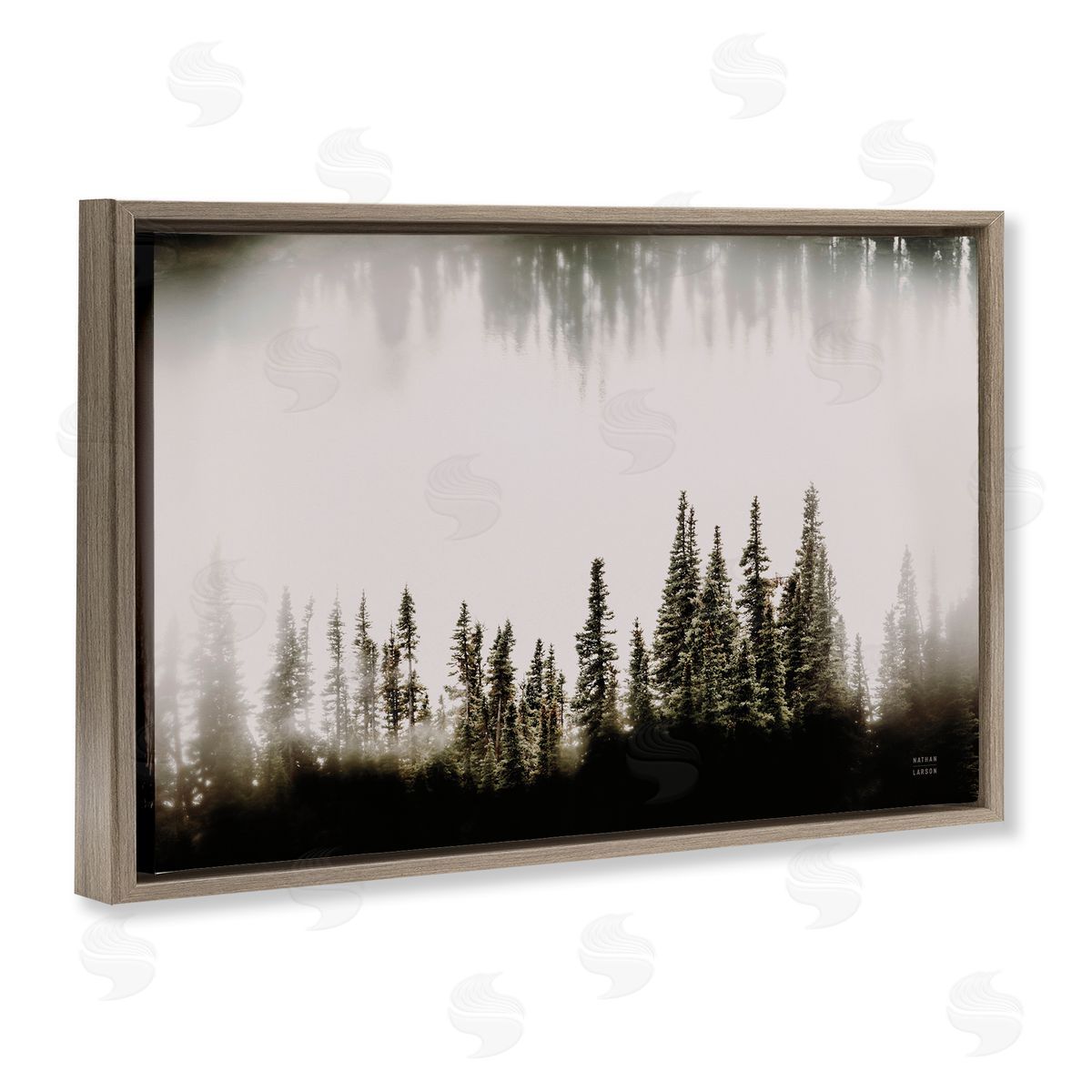 Nathan Larson Waterwood Tree Composition Brown Floating Frame Canvas Wall Art Print