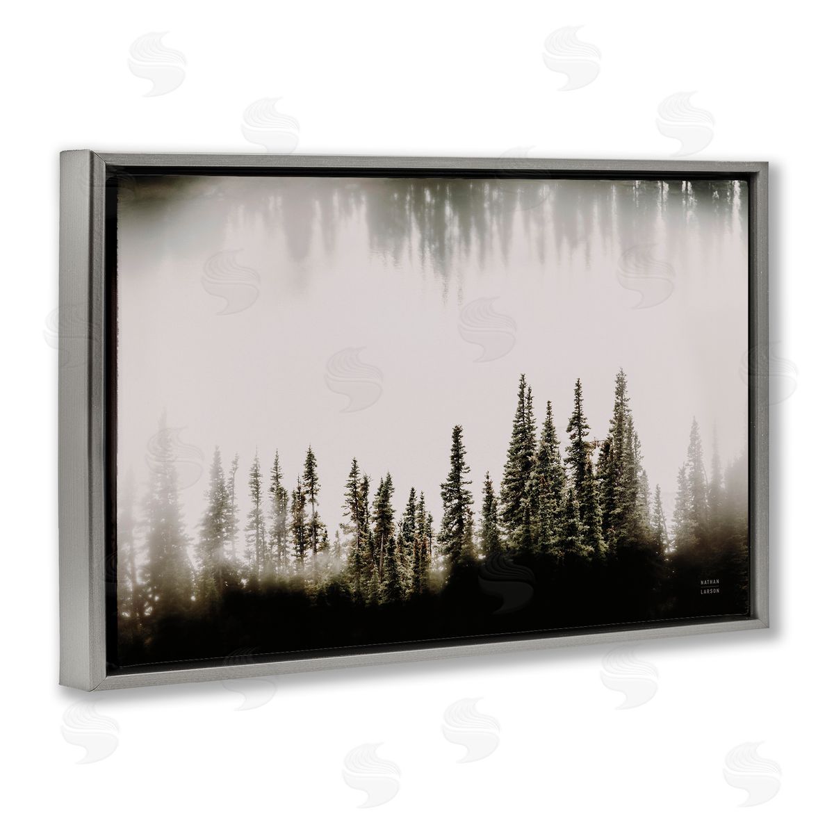 Nathan Larson Waterwood Tree Composition Gray Floating Frame Canvas Wall Art Print