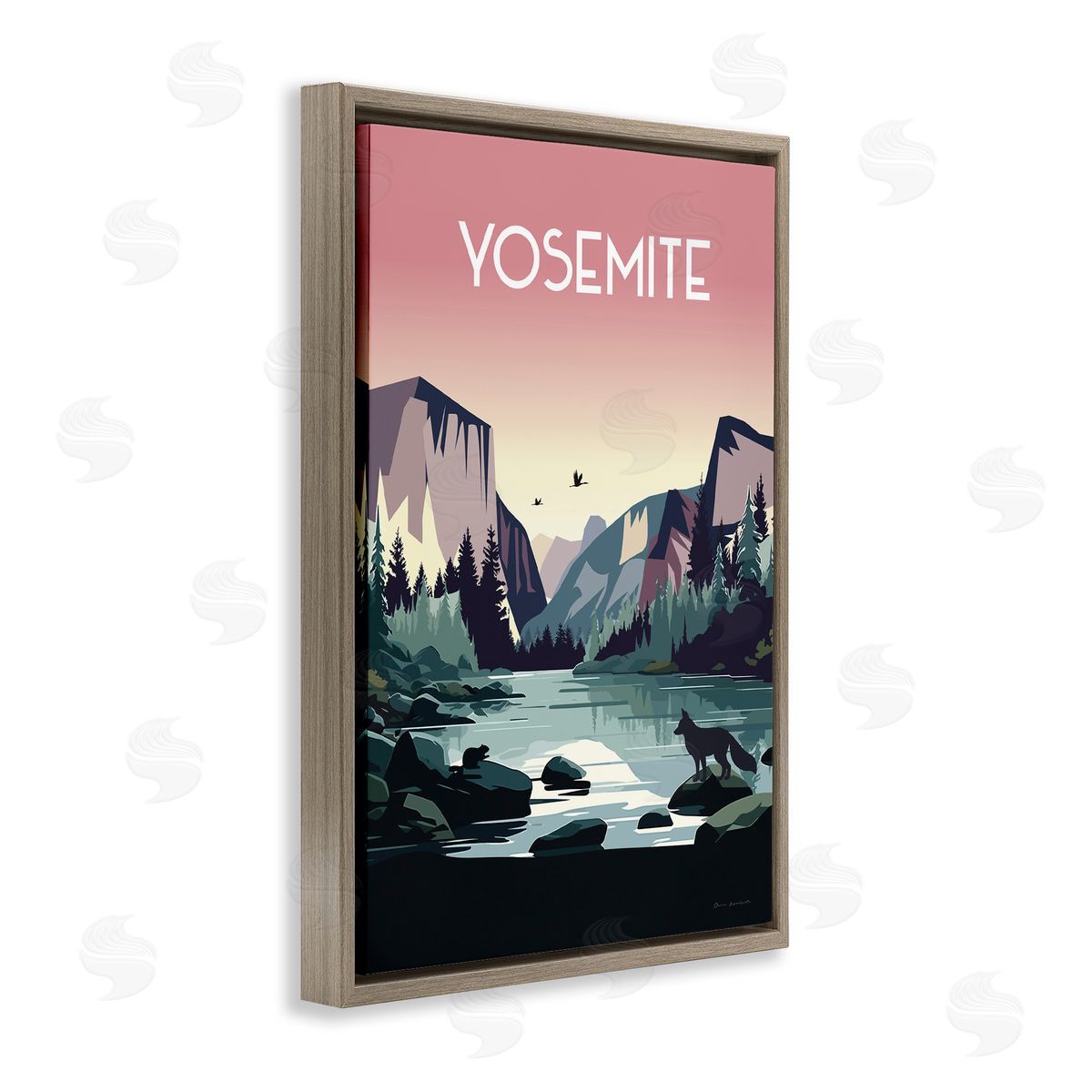 Omar Escalante Yosemite Landmark View Brown Floating Frame Canvas Wall Art Print