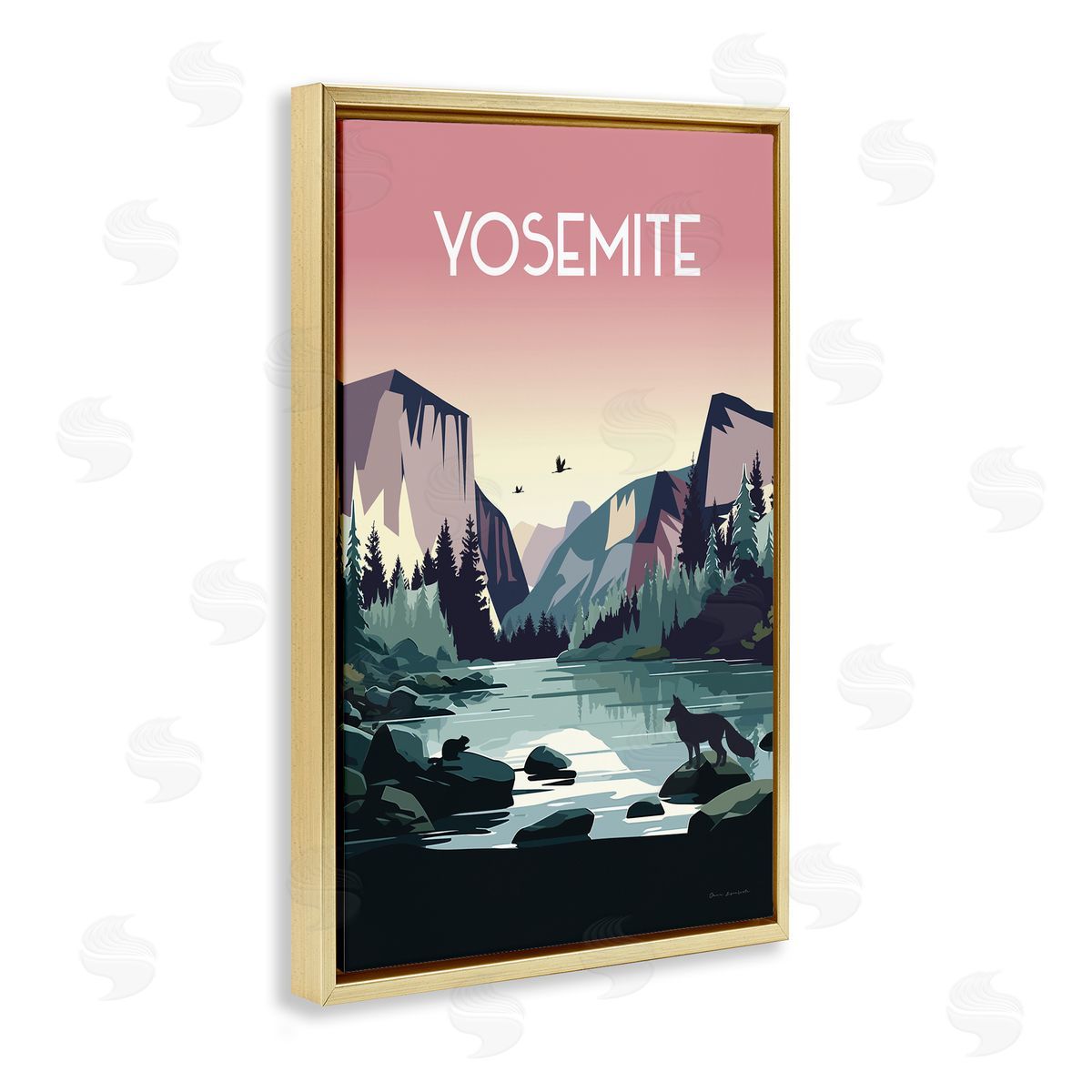 Omar Escalante Yosemite Landmark View Gold Floating Frame Canvas Wall Art Print