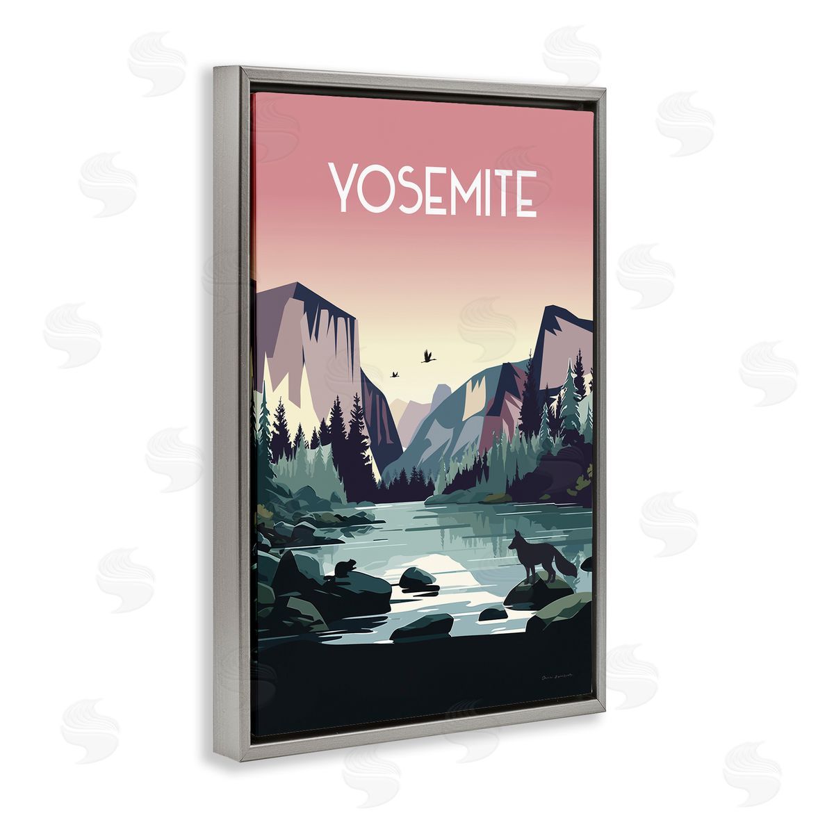 Omar Escalante Yosemite Landmark View Gray Floating Frame Canvas Wall Art Print