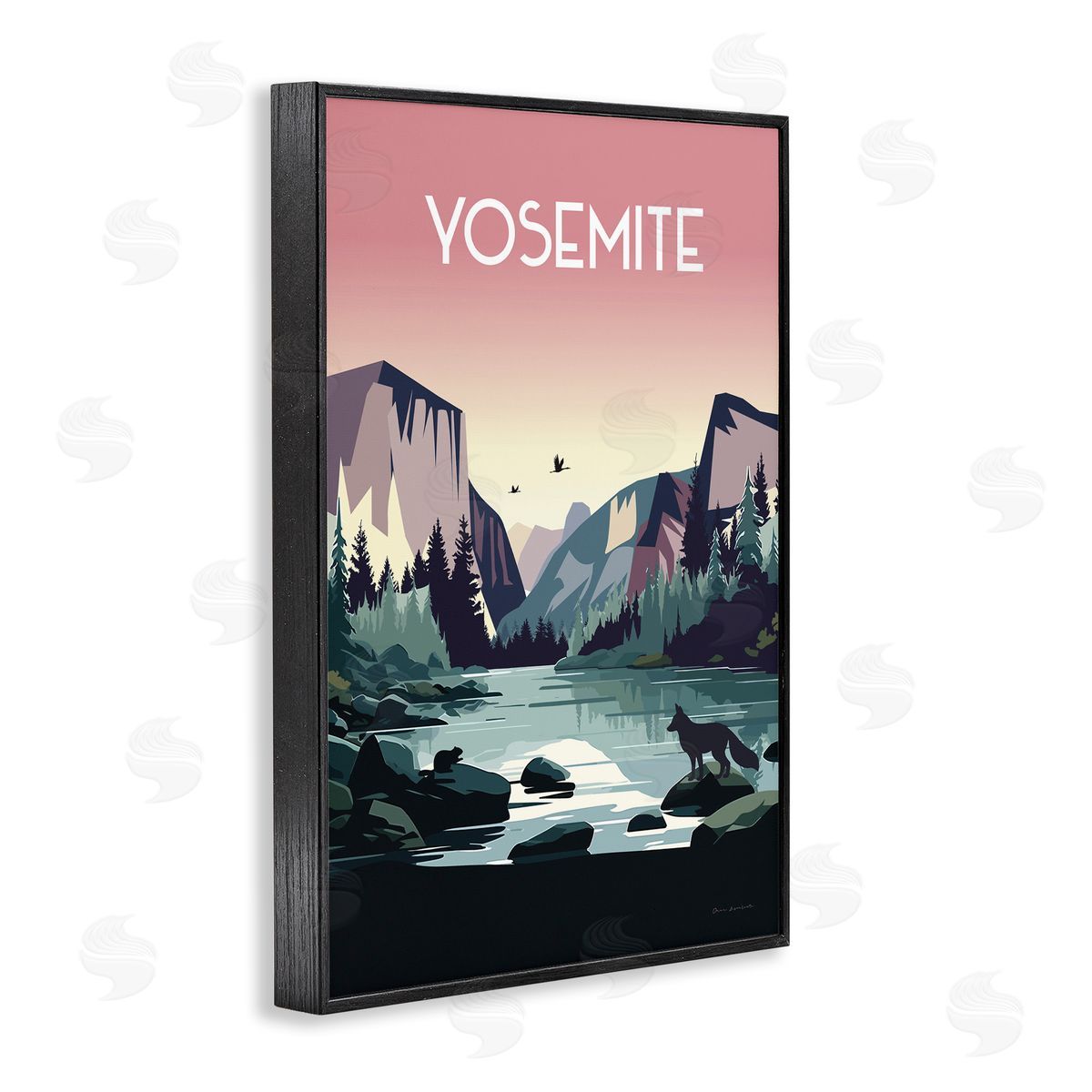 Omar Escalante Yosemite Landmark View Black Framed Giclee Wall Art Print