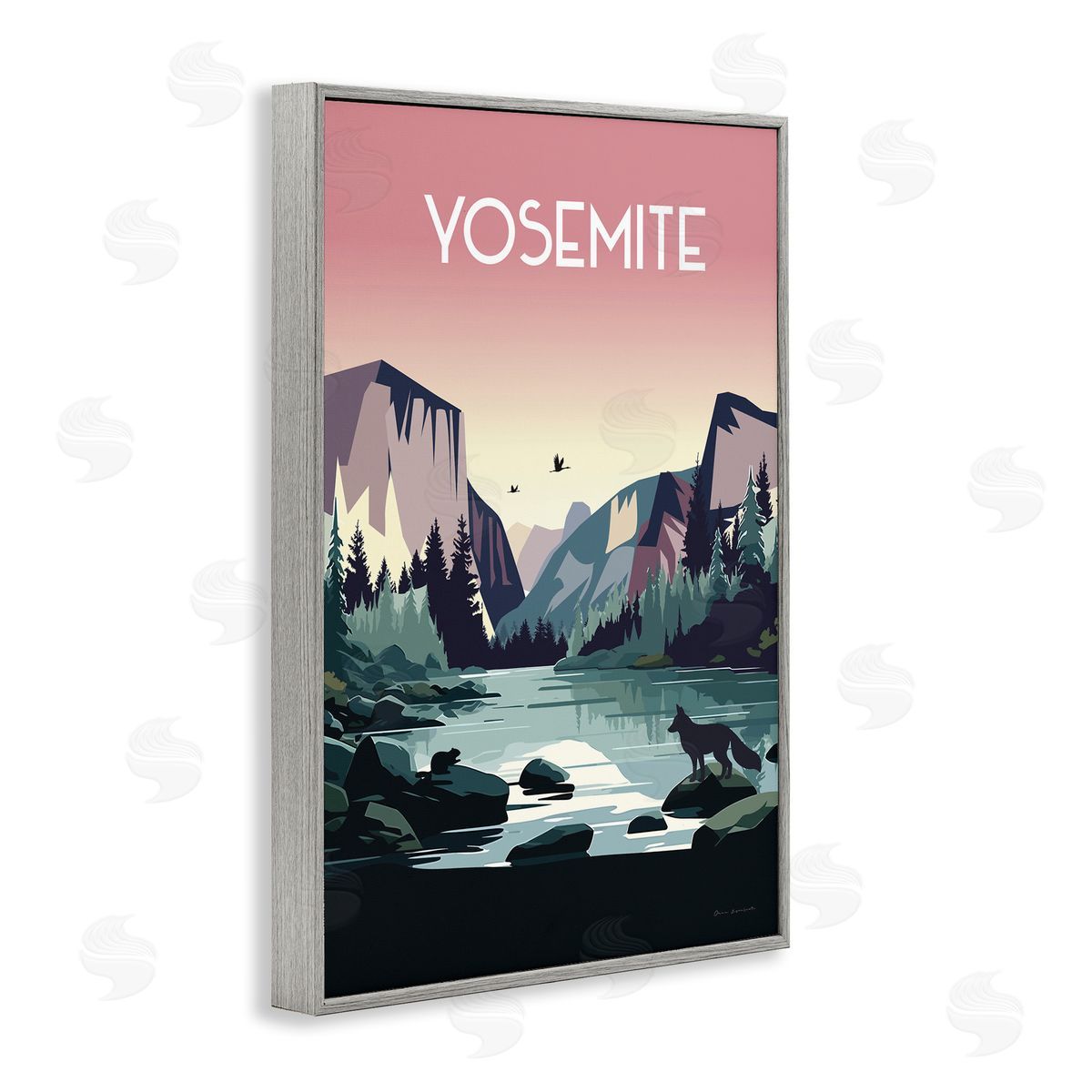 Omar Escalante Yosemite Landmark View Gray Framed Giclee Wall Art Print