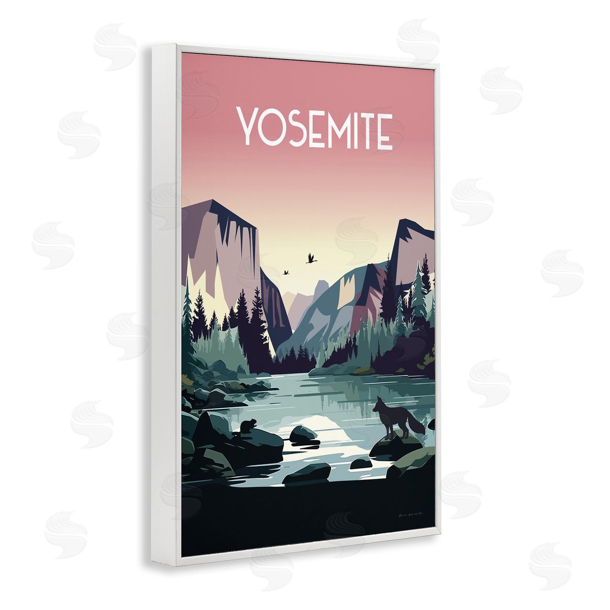 Omar Escalante Yosemite Landmark View White Framed Giclee Wall Art Print