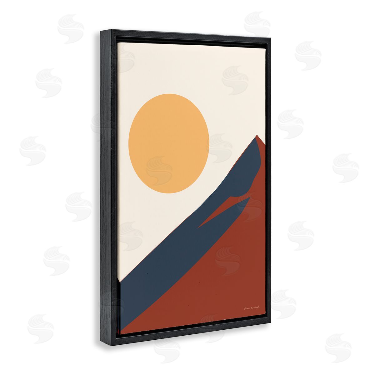 Omar Escalante Boho Mountain Peak & Sun Black Floating Frame Canvas Wall Art Print