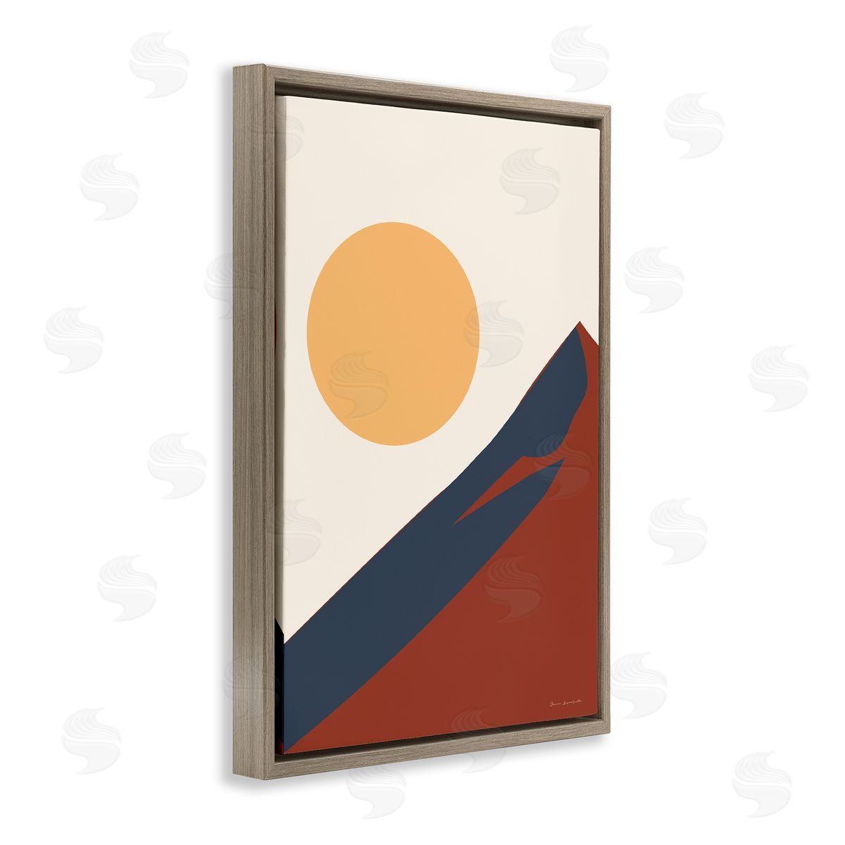Omar Escalante Boho Mountain Peak & Sun Brown Floating Frame Canvas Wall Art Print