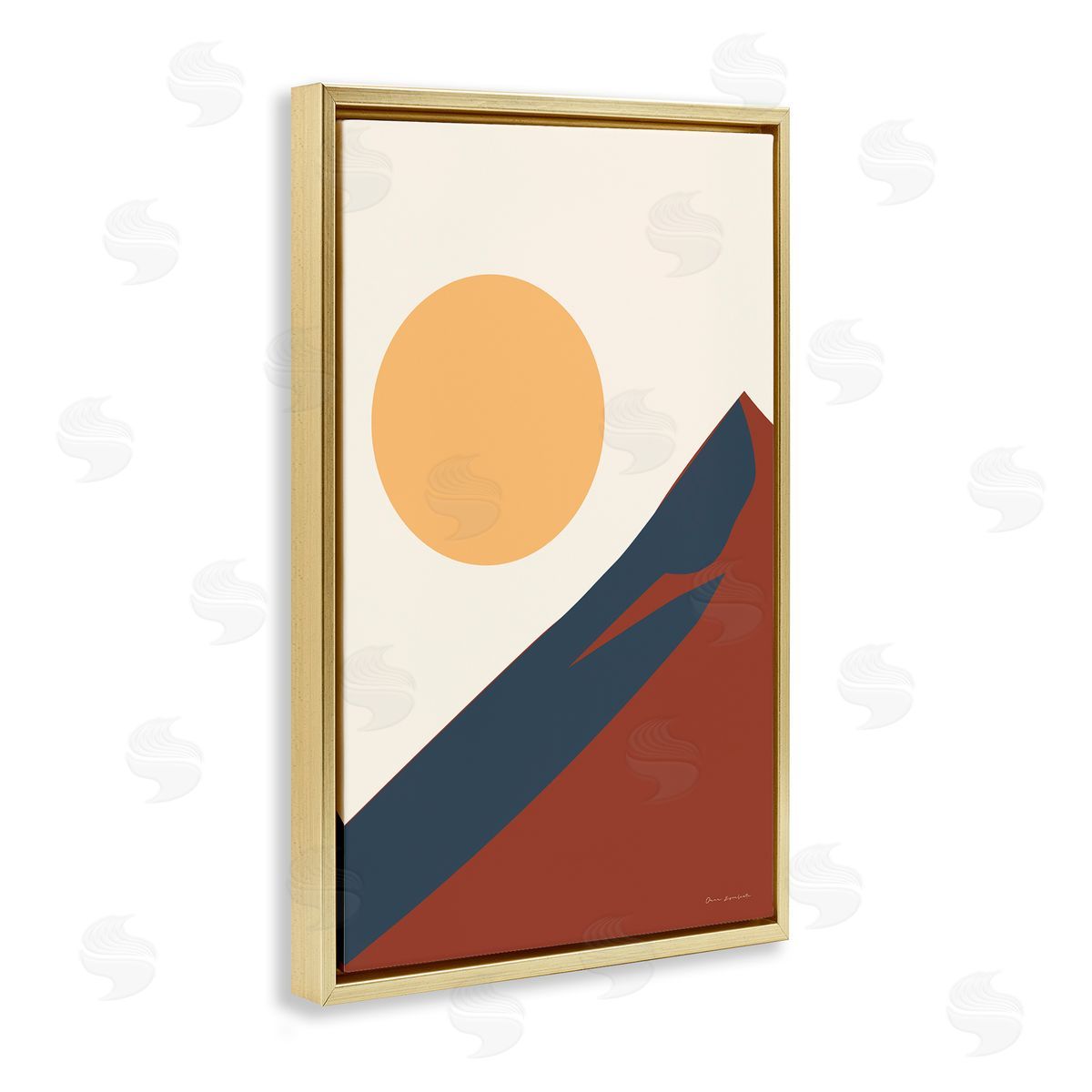 Omar Escalante Boho Mountain Peak & Sun Gold Floating Frame Canvas Wall Art Print
