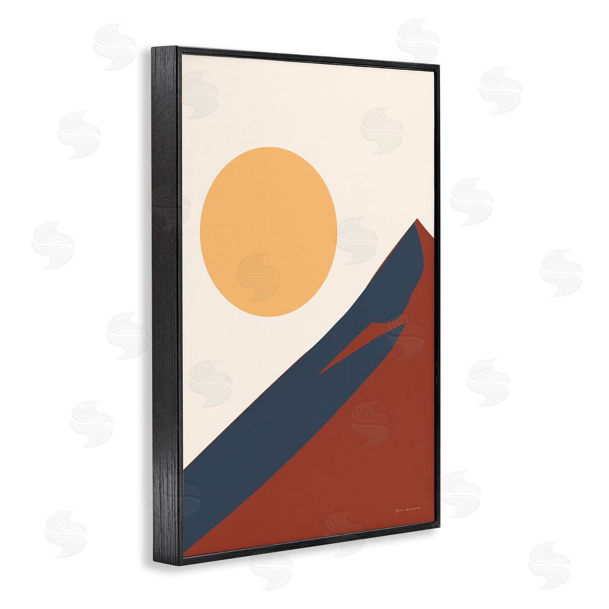 Omar Escalante Boho Mountain Peak & Sun Black Framed Giclee Wall Art Print
