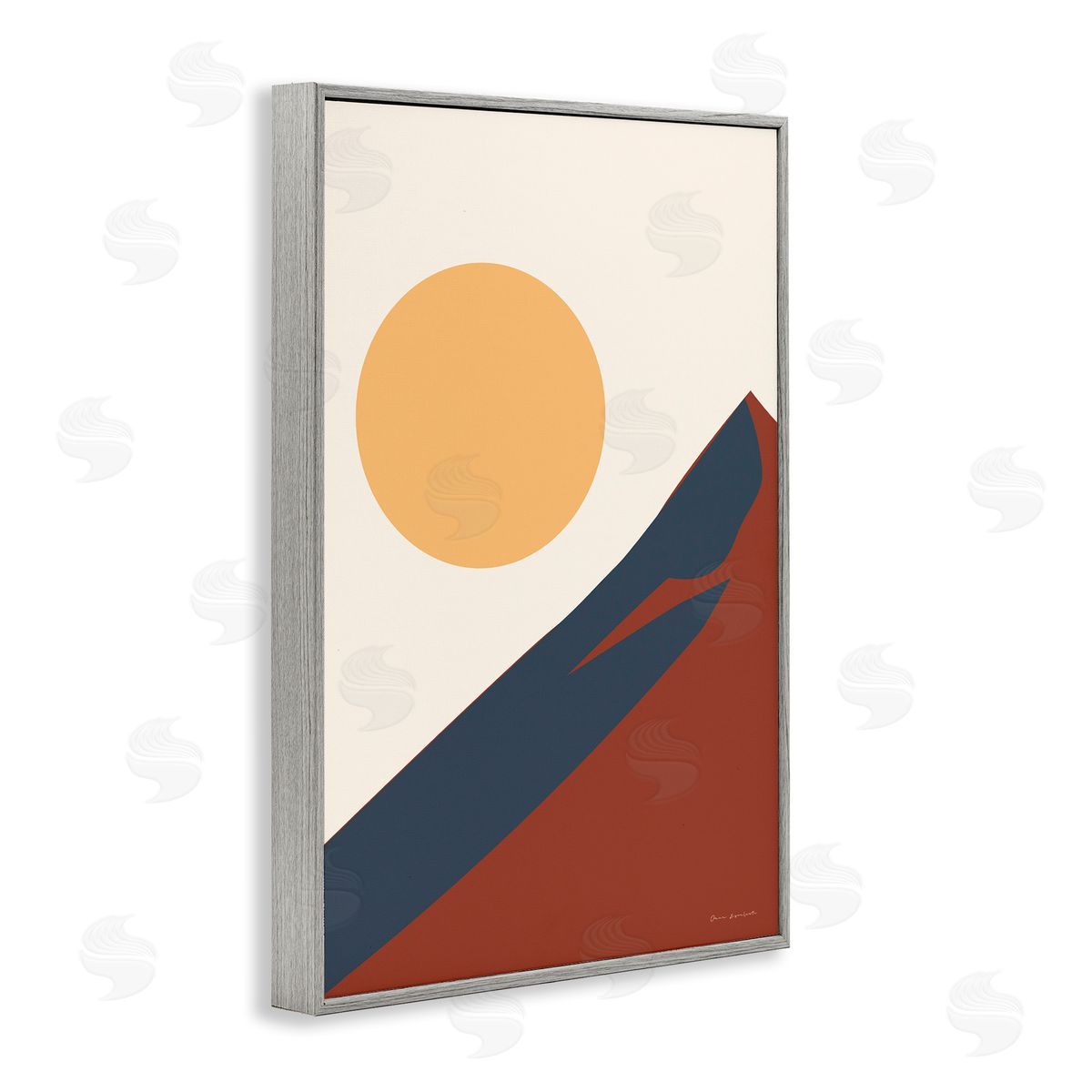 Omar Escalante Boho Mountain Peak & Sun Gray Framed Giclee Wall Art Print