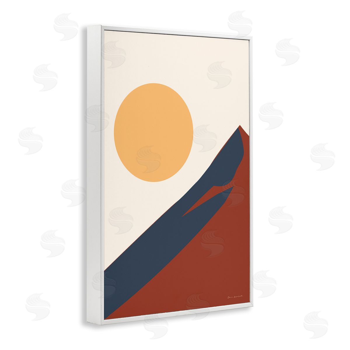Omar Escalante Boho Mountain Peak & Sun White Framed Giclee Wall Art Print