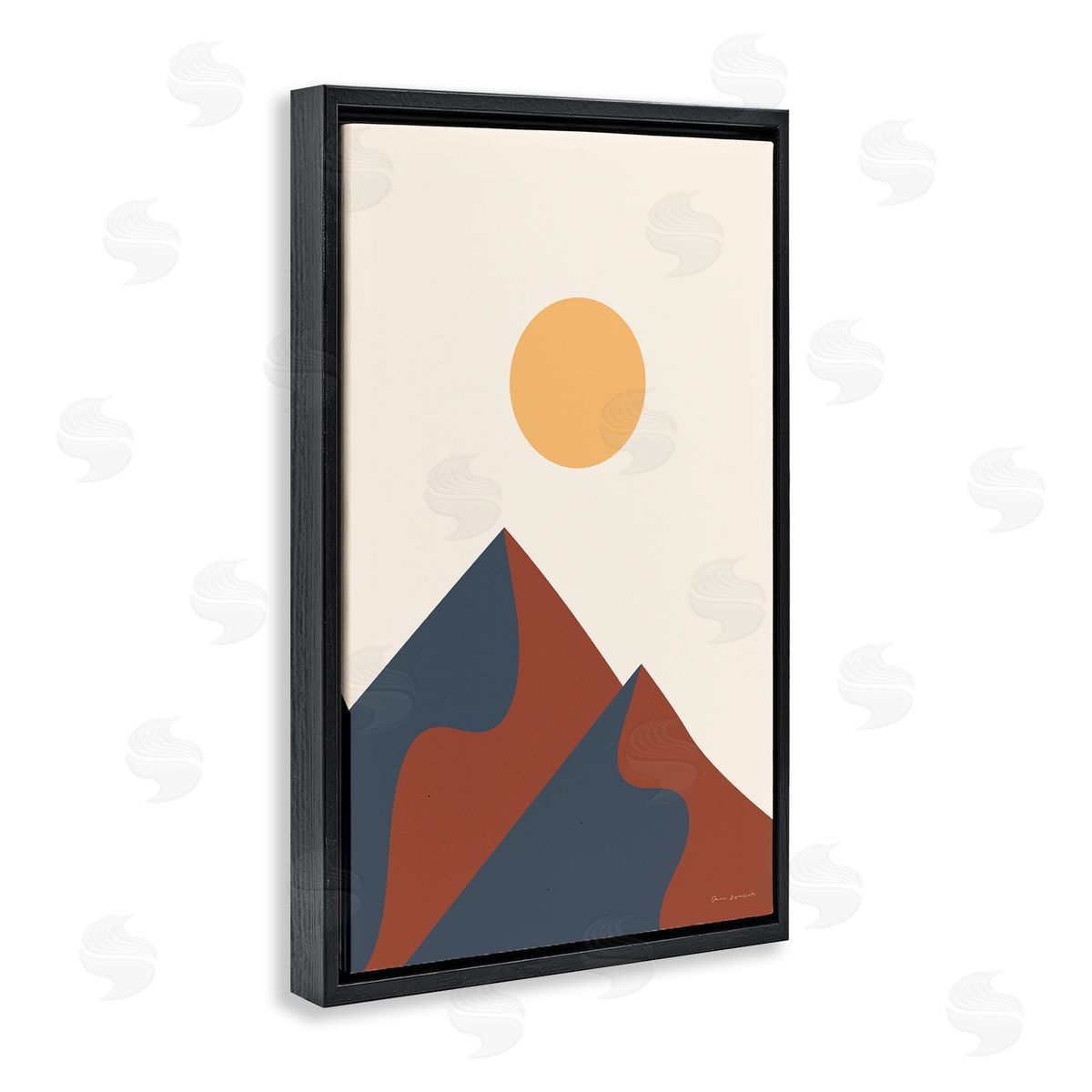Omar Escalante Twin Mountain Peaks Black Floating Frame Canvas Wall Art Print