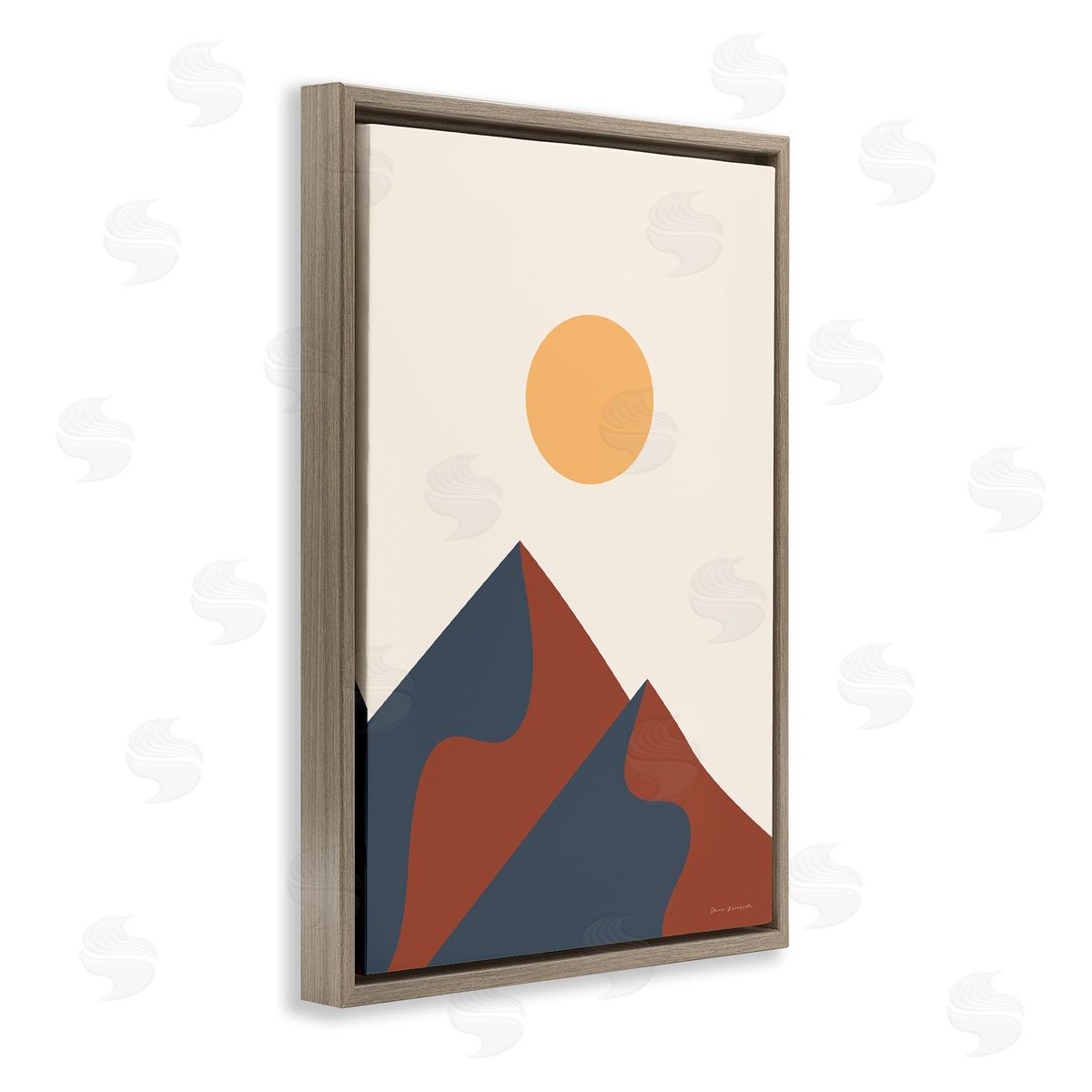 Omar Escalante Twin Mountain Peaks Brown Floating Frame Canvas Wall Art Print