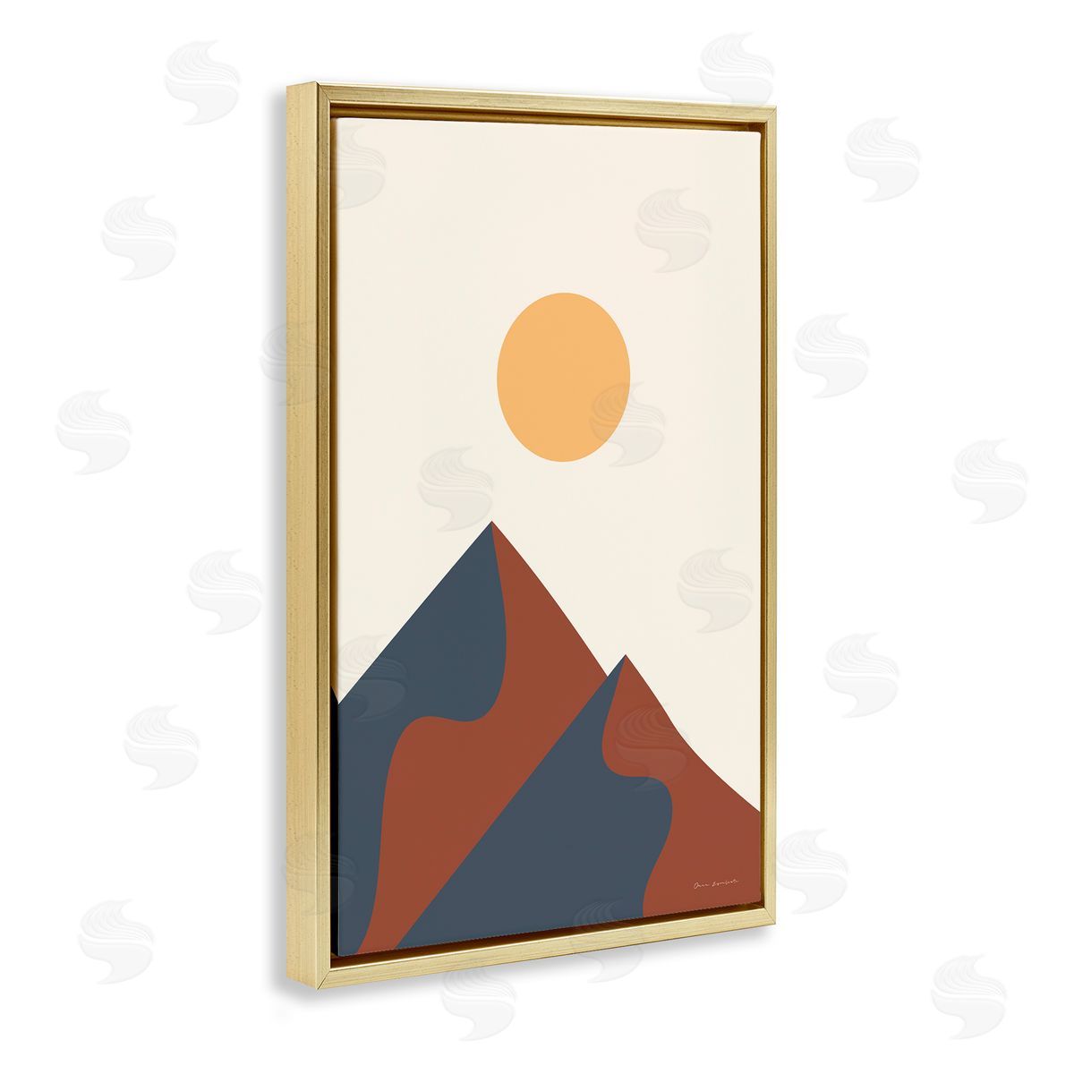 Omar Escalante Twin Mountain Peaks Gold Floating Frame Canvas Wall Art Print