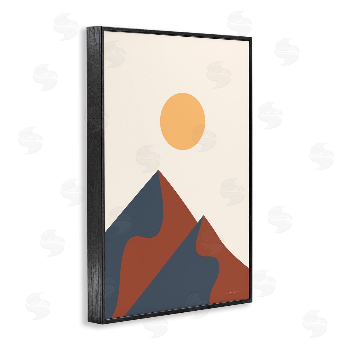 Omar Escalante Twin Mountain Peaks Black Framed Giclee Wall Art Print