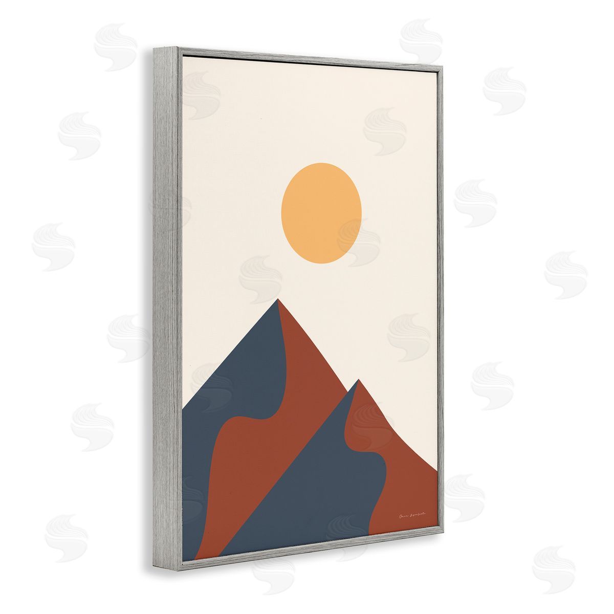 Omar Escalante Twin Mountain Peaks Gray Framed Giclee Wall Art Print