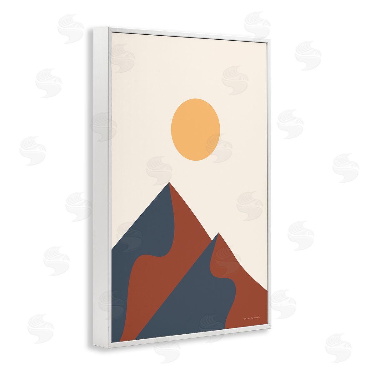 Omar Escalante Twin Mountain Peaks White Framed Giclee Wall Art Print