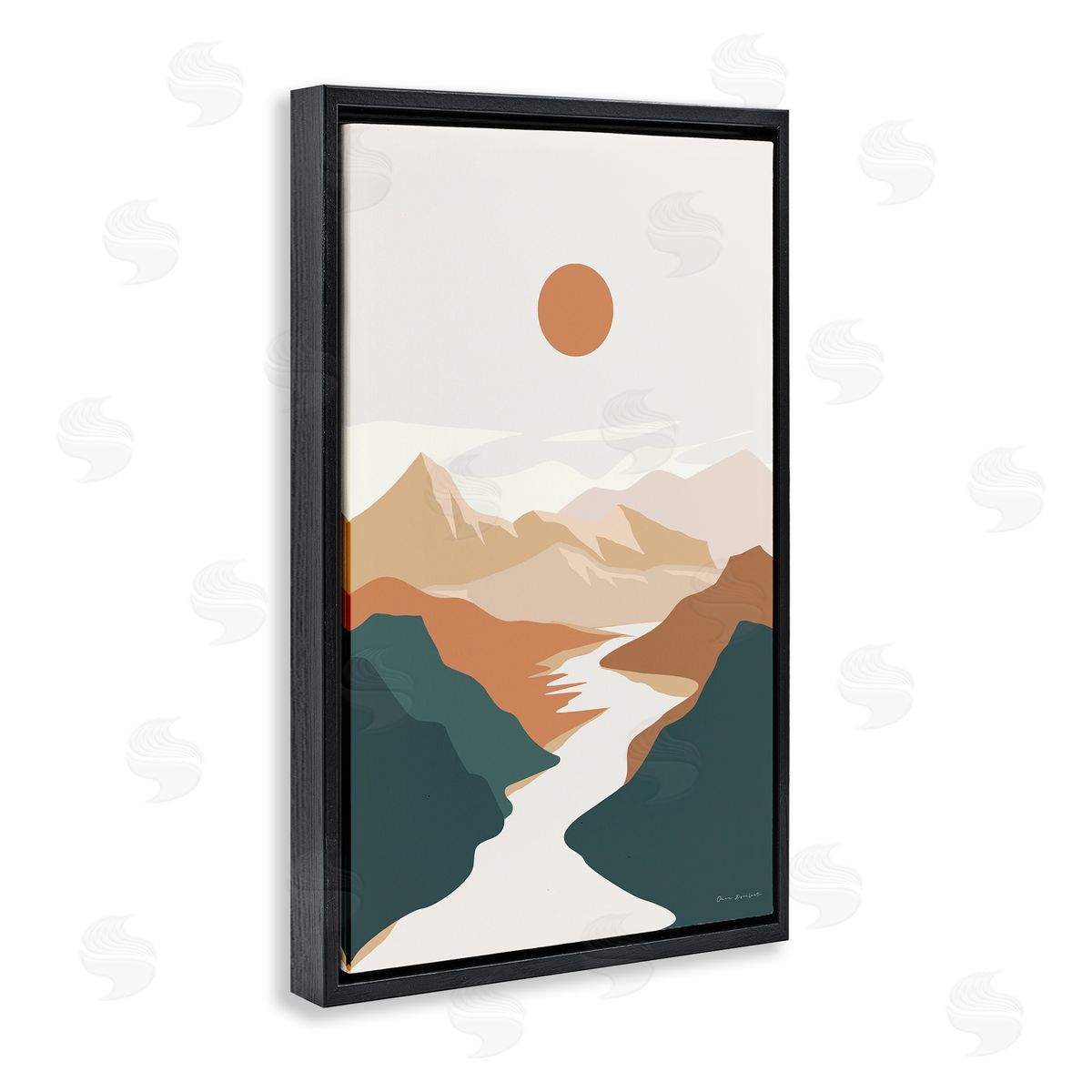 Omar Escalante Boho Mountain Valley Black Floating Frame Canvas Wall Art Print