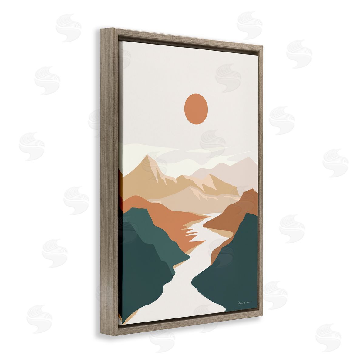 Omar Escalante Boho Mountain Valley Brown Floating Frame Canvas Wall Art Print