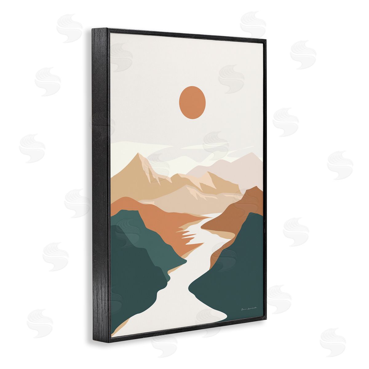 Omar Escalante Boho Mountain Valley Black Framed Giclee Wall Art Print