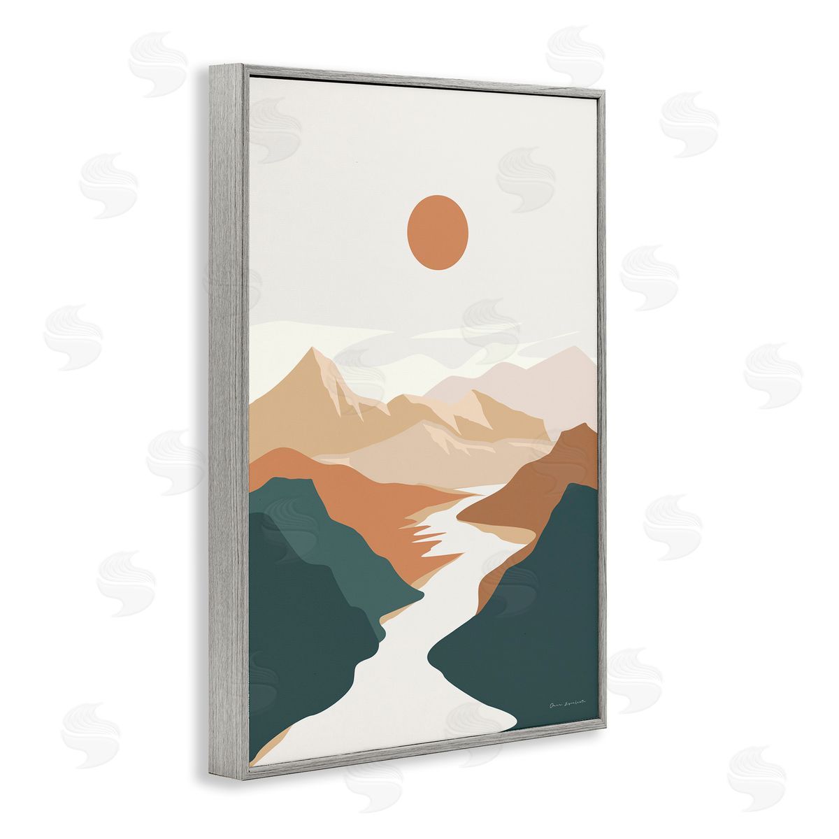 Omar Escalante Boho Mountain Valley Gray Framed Giclee Wall Art Print