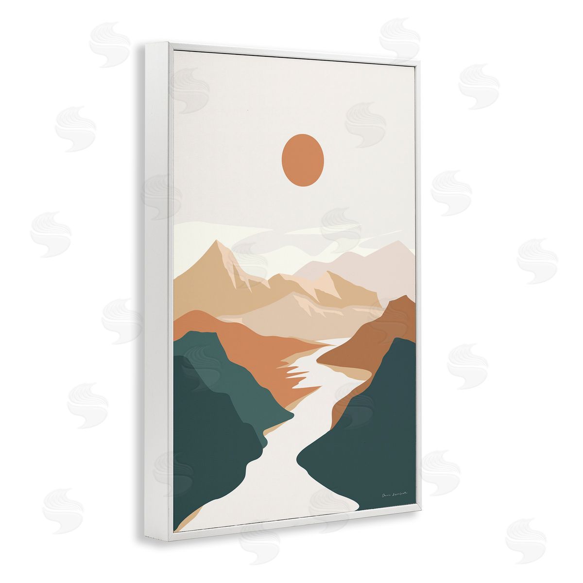 Omar Escalante Boho Mountain Valley White Framed Giclee Wall Art Print