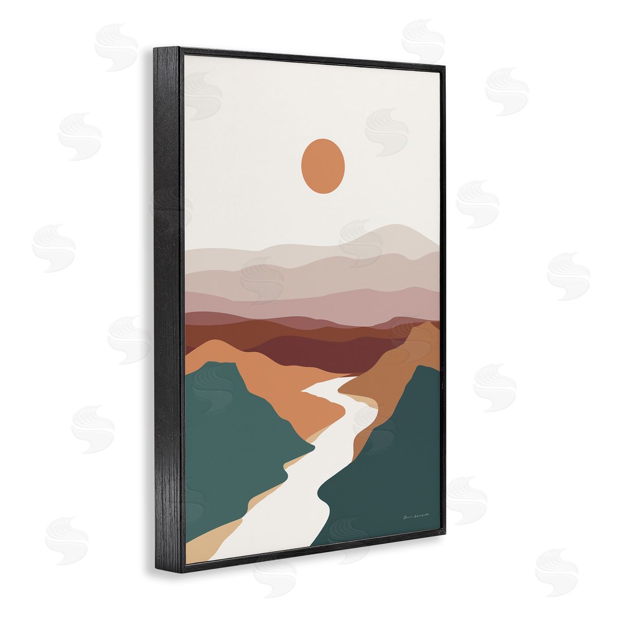 Omar Escalante Natural Mountain Valley Black Framed Giclee Wall Art Print
