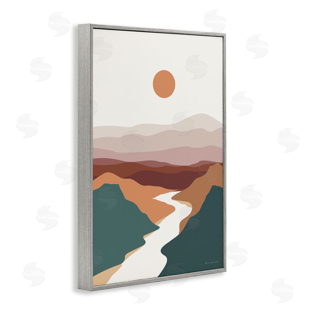 Omar Escalante Natural Mountain Valley Gray Framed Giclee Wall Art Print